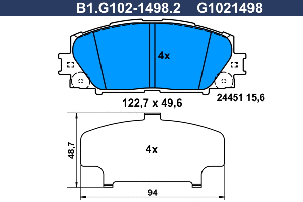 Kit de plaquettes de frein, frein à disque GALFER B1.G102-1498.2