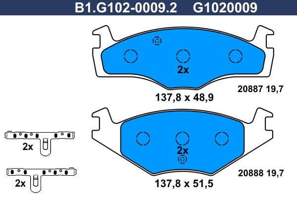 Kit de plaquettes de frein, frein à disque GALFER B1.G102-0009.2