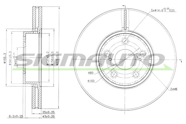 Disque de frein SIGMAUTO DBB575V