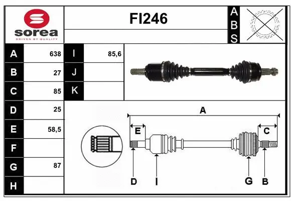 Arbre de transmission SERA FI246