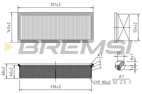 Filtre à air BREMSI FA1236