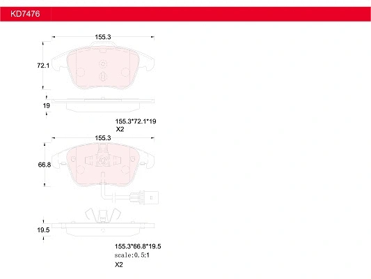 Kit de plaquettes de frein, frein à disque ASIMCO KD7476