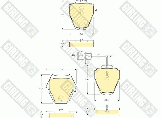 Kit de plaquettes de frein, frein à disque GIRLING 6113711