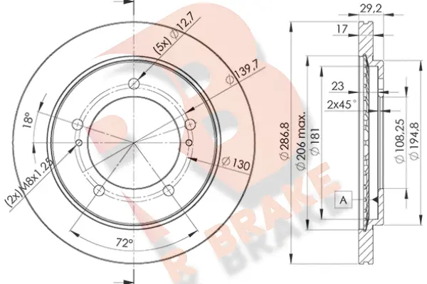 Disque de frein R BRAKE 78RBD22863