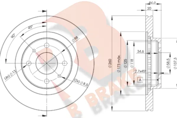 Disque de frein R BRAKE 78RBD21073