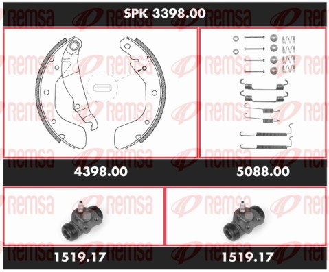 Kit de freins, freins à tambours REMSA SPK 3398.00