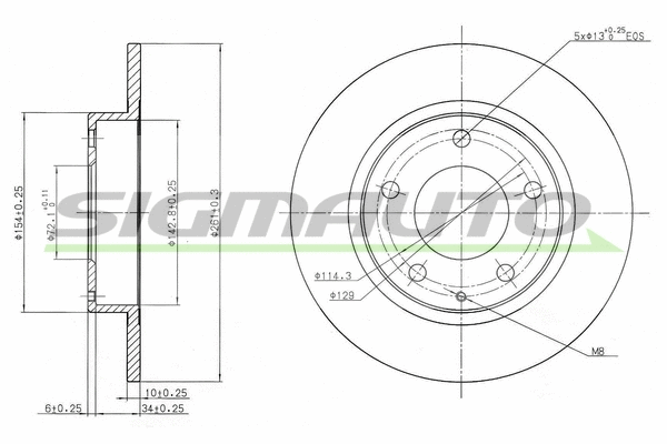 Disque de frein SIGMAUTO DBA524S
