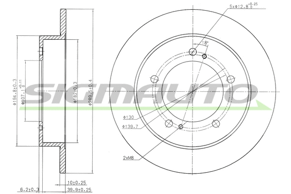 Disque de frein SIGMAUTO DBA351S
