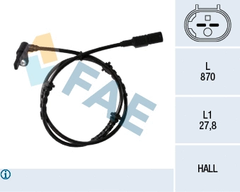 Capteur, vitesse de roue FAE 78249