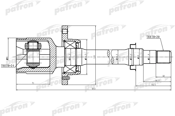 Jeu de joints, arbre de transmission PATRON PCV1426