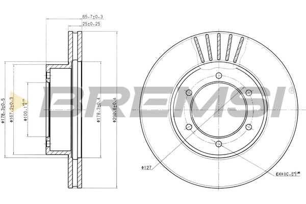 Disque de frein BREMSI CD6614V