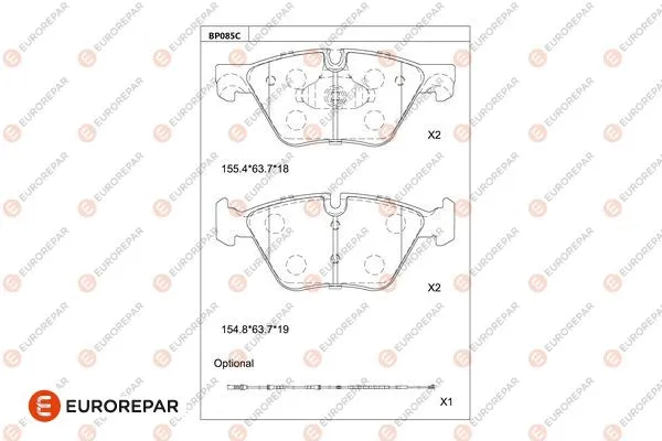 Kit de plaquettes de frein, frein à disque EUROREPAR 1681219680
