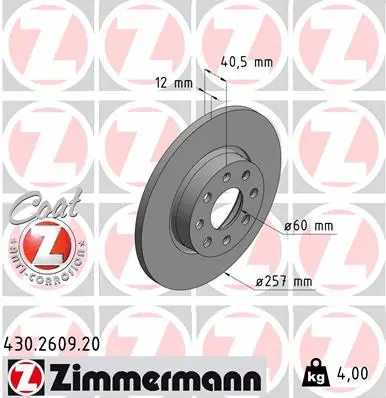 Disque de frein ZIMMERMANN 430.2609.20