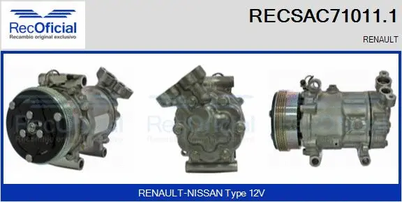 Compresseur, climatisation RECOFICIAL RECSAC71011.1