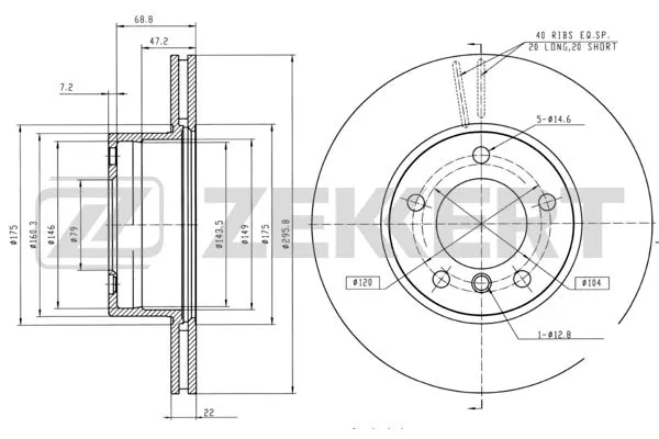 Disque de frein ZEKKERT BS-5209B