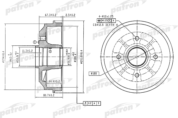 Tambour de frein PATRON PDR1370