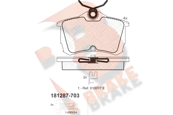 Kit de plaquettes de frein, frein à disque R BRAKE RB1287-703