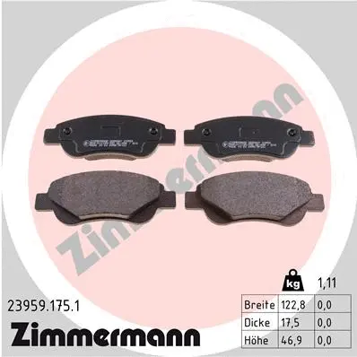 Kit de plaquettes de frein, frein à disque ZIMMERMANN 23959.175.1