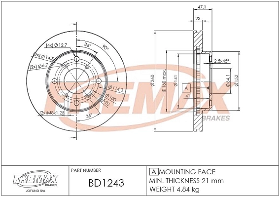 Disque de frein FREMAX BD-1243