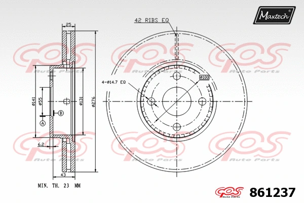Disque de frein MAXTECH 861237