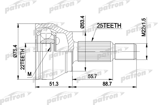 Jeu de joints, arbre de transmission PATRON PCV1432