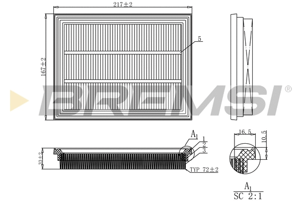 Filtre à air BREMSI FA1162