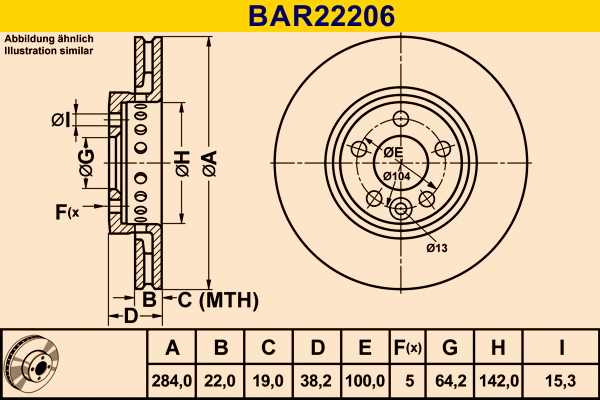 Disque de frein BARUM BAR22206
