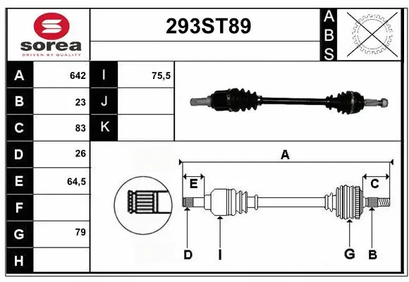 Arbre de transmission STARTCAR 293ST89
