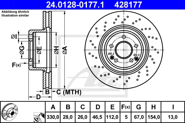 Disque de frein ATE-APAC 24.0128-0177.1