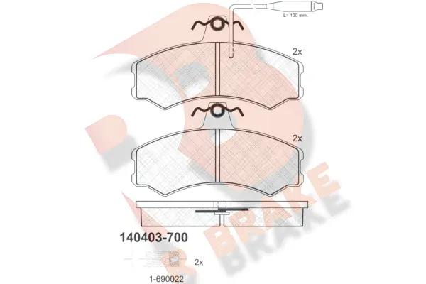 Kit de plaquettes de frein, frein à disque R BRAKE RB0403-700