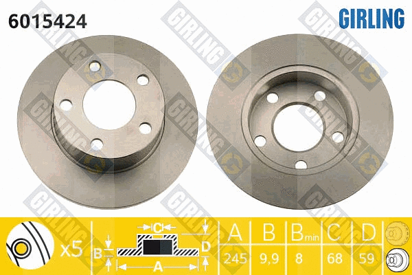 Disque de frein GIRLING 6015424