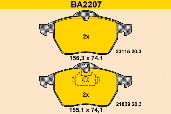 Kit de plaquettes de frein, frein à disque BARUM BA2207