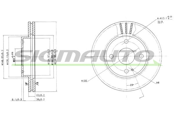 Disque de frein SIGMAUTO DBA393V