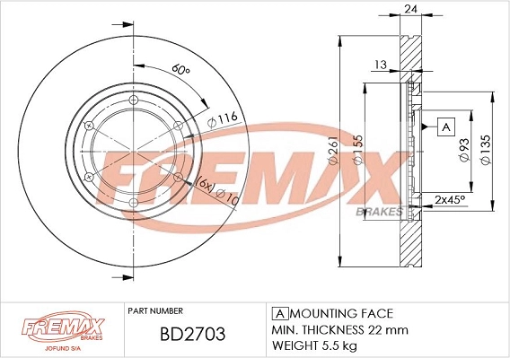 Disque de frein FREMAX BD-2703
