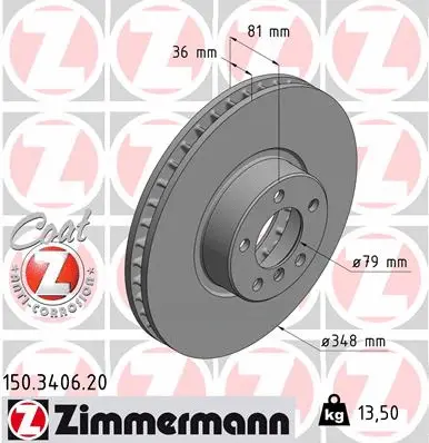 Disque de frein ZIMMERMANN 150.3406.20