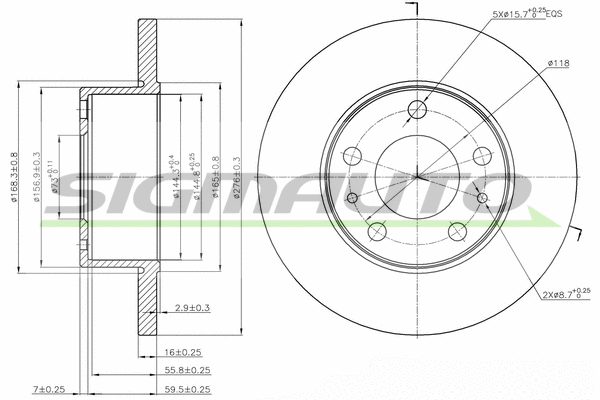 Disque de frein SIGMAUTO DB0195S