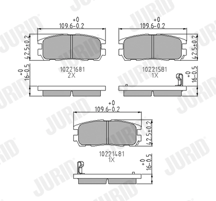 Kit de plaquettes de frein, frein à disque JURID 572221J