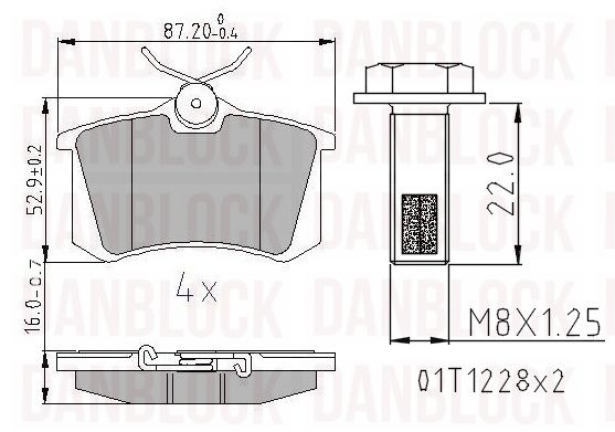 Kit de plaquettes de frein, frein à disque DANBLOCK DB 510225