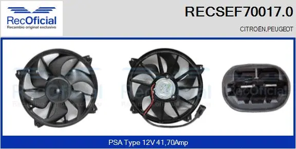 Moteur électrique, ventilateur pour radiateurs RECOFICIAL RECSEF70017.0