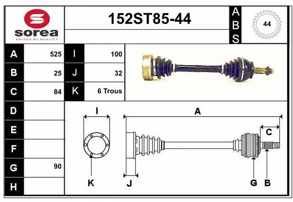Arbre de transmission STARTCAR 152ST85-44