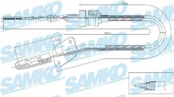 Tirette à câble, commande d'embrayage SAMKO C0463C