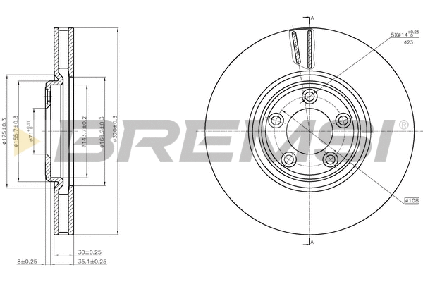 Disque de frein BREMSI CD7648V