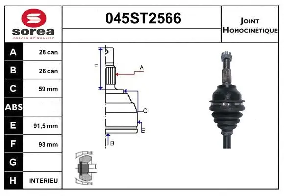 Jeu de joints, arbre de transmission STARTCAR 045ST2566