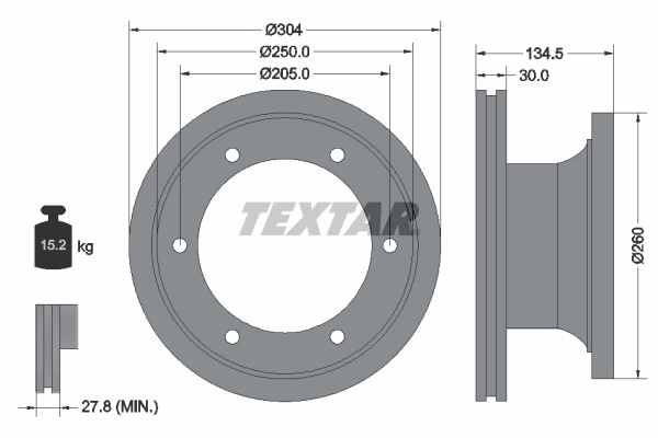 Disque de frein TEXTAR 93128100