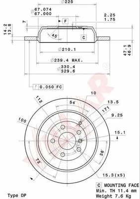 Disque de frein VILLAR 628.2150