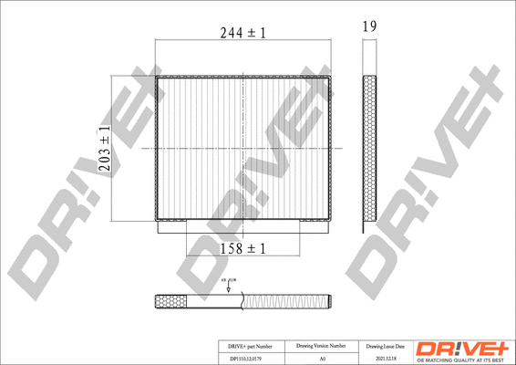 Filtre, air de l'habitacle Dr!ve+ DP1110.12.0179