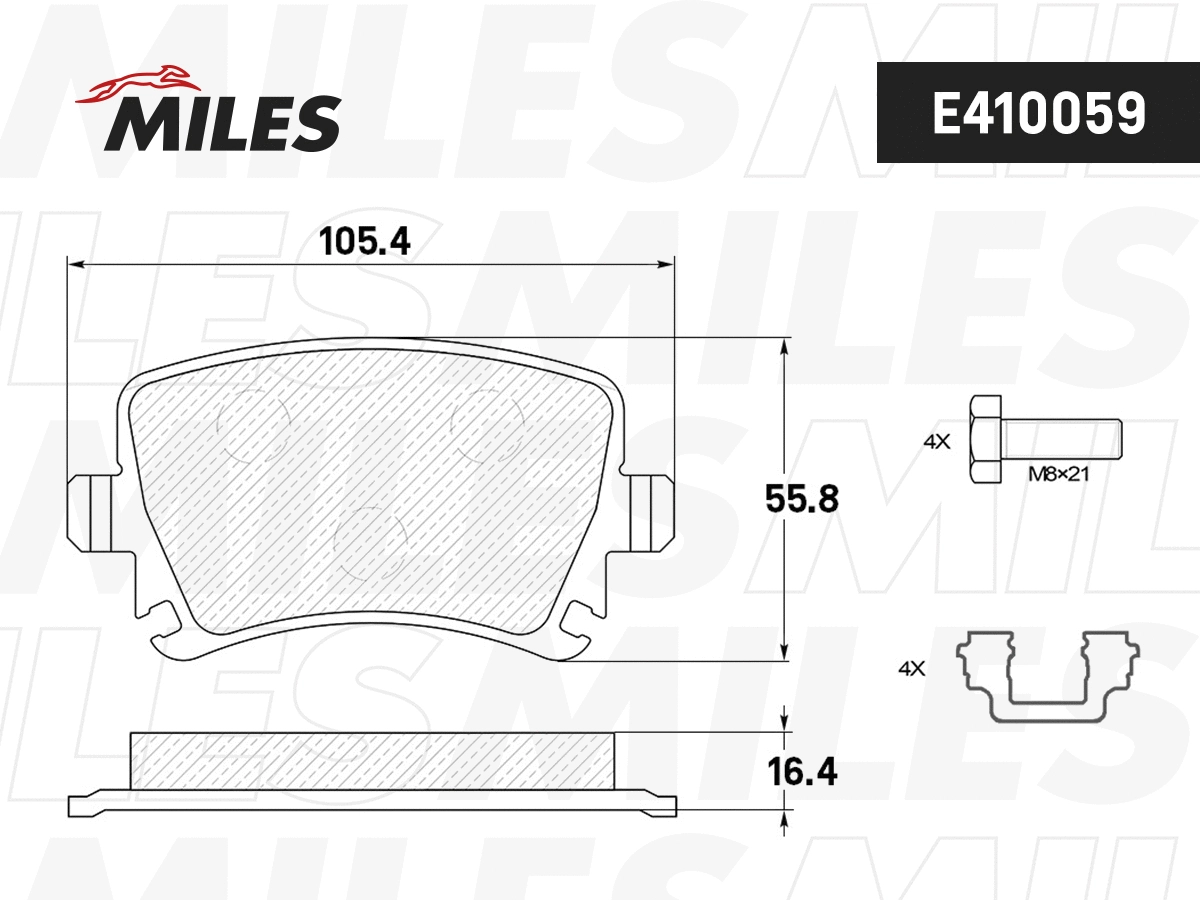 Kit de plaquettes de frein, frein à disque MILES E410059