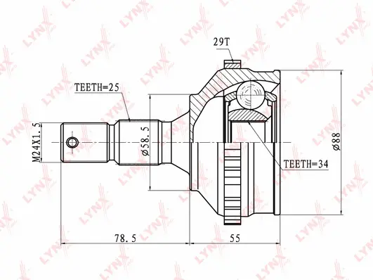 Jeu de joints, arbre de transmission LYNXAUTO CO-6102A