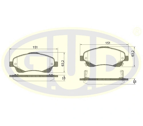 Kit de plaquettes de frein, frein à disque G.U.D. GBP880166