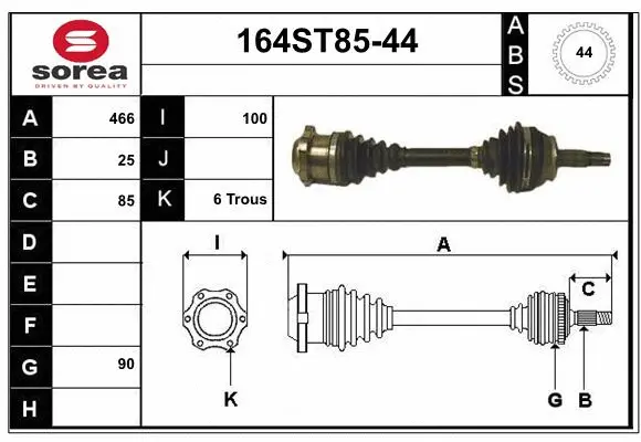 Arbre de transmission STARTCAR 164ST85-44